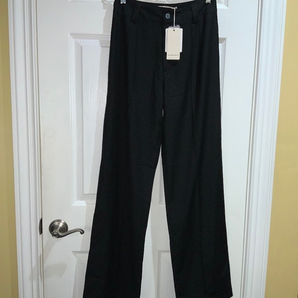 Commense black high waist front zip pants Sz S belt loops pockets New - Picture 1 of 6